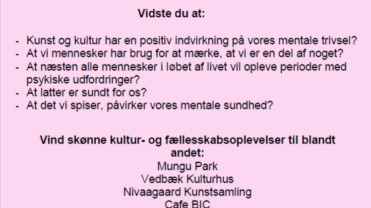 dekorativ tekst om kultur og grin, der styrker mental sundhed